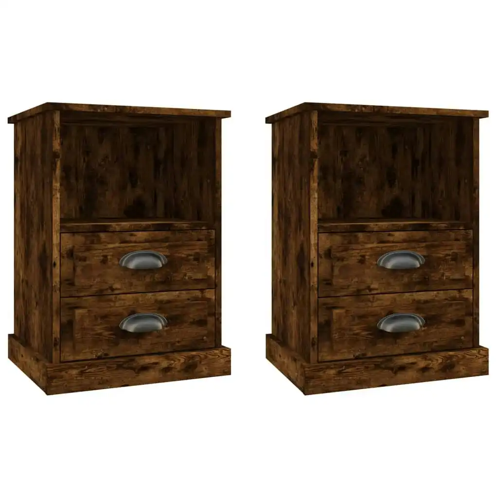 Bedside Cabinets 2 pcs Smoked Oak 43x36x60 cm 816339