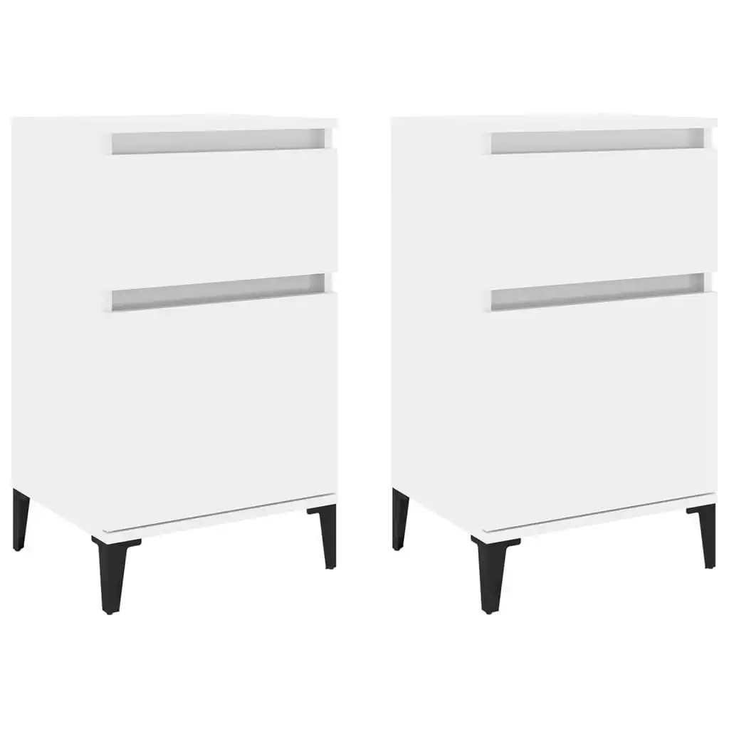 Bedside Cabinets 2 pcs High Gloss White 40x35x70 cm 819713