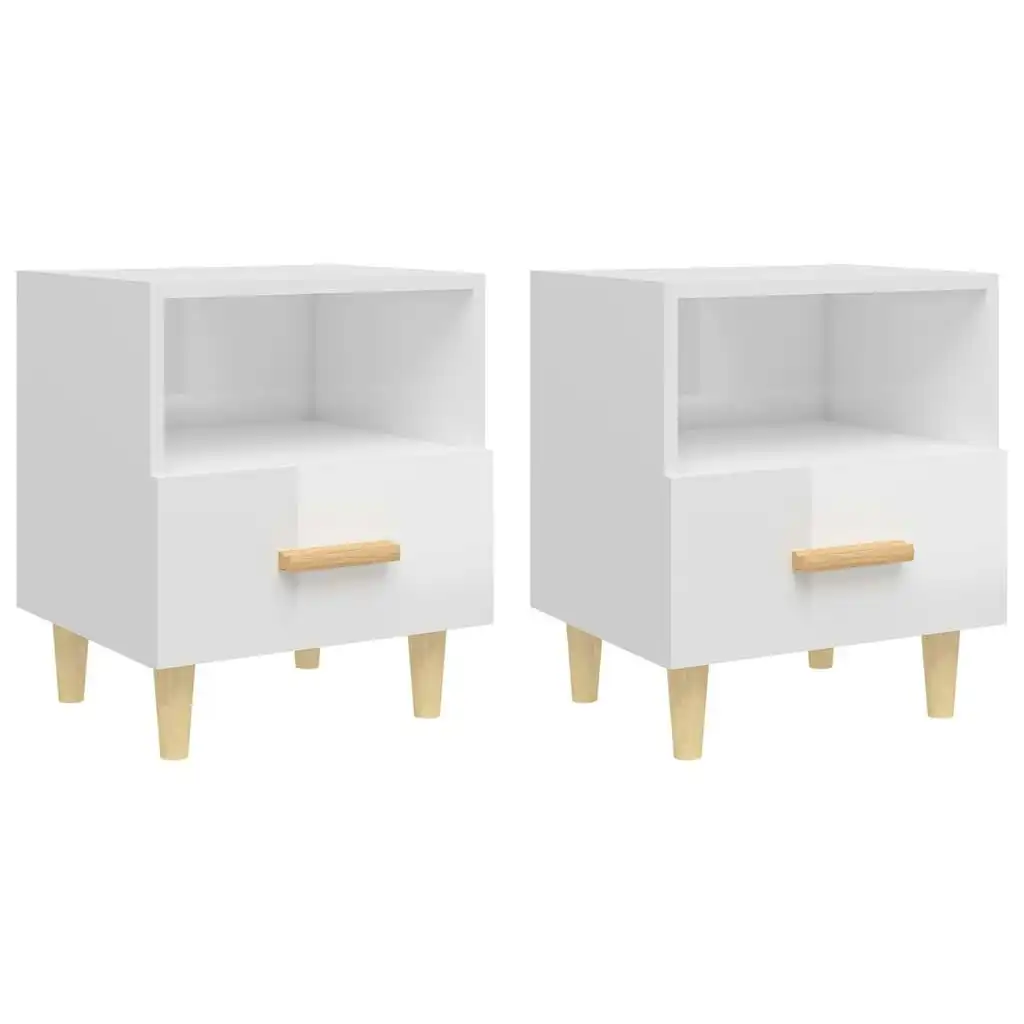 Bedside Cabinets 2 pcs High Gloss White 40x35x47 cm 812019