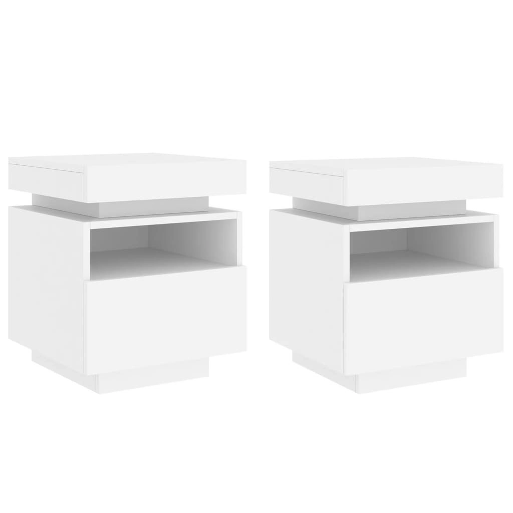 Bedside Cabinets with LED Lights 2 pcs White 40x39x48.5 cm 836785