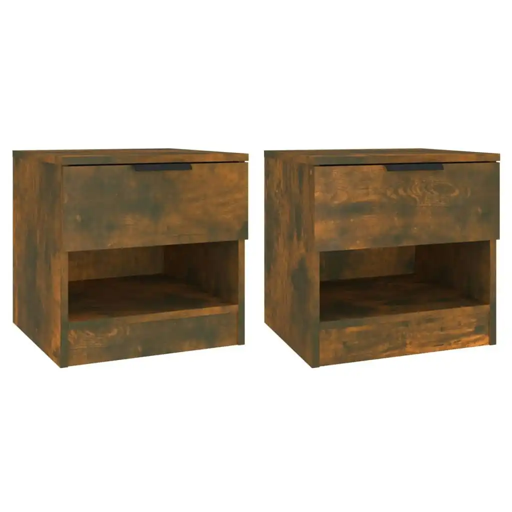 Bedside Cabinets 2 pcs Smoked Oak Engineered Wood 817046