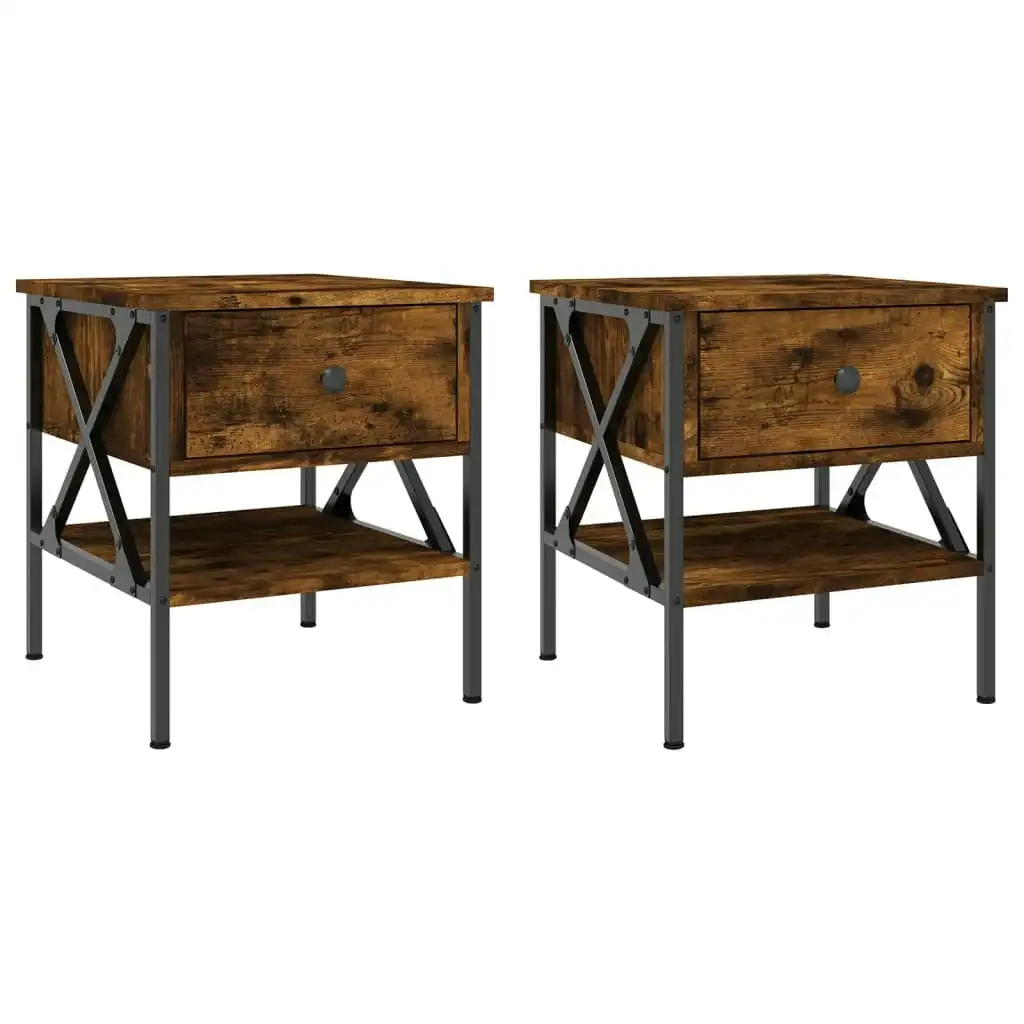 Bedside Tables 2 pcs Smoked Oak 40x42x45 cm Engineered Wood 825958