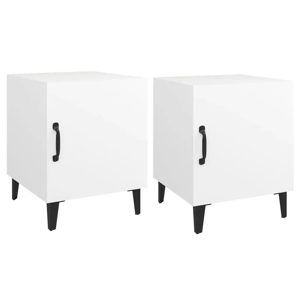 Bedside Cabinets 2 pcs White Engineered Wood 812061