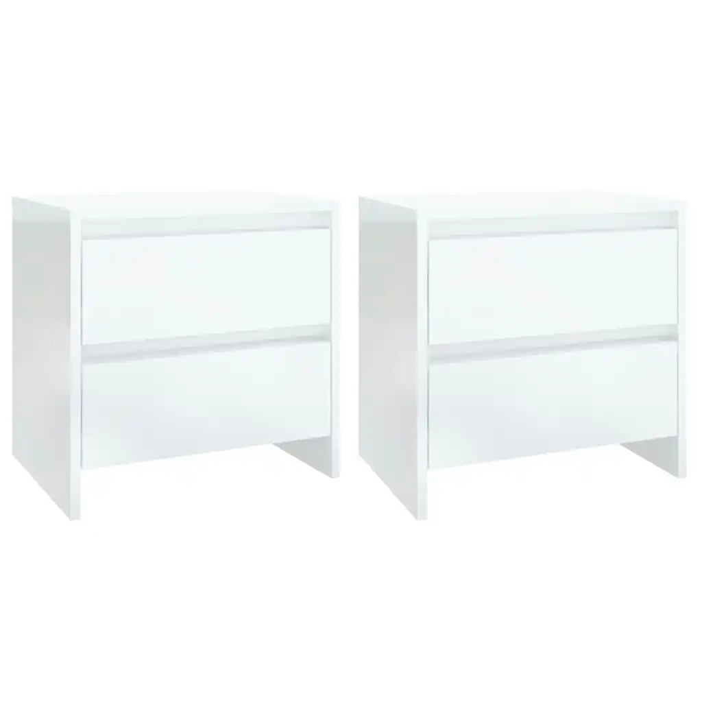 Bedside Cabinets 2 pcs High Gloss White 45x34.5x44.5 cm Engineered Wood 809858