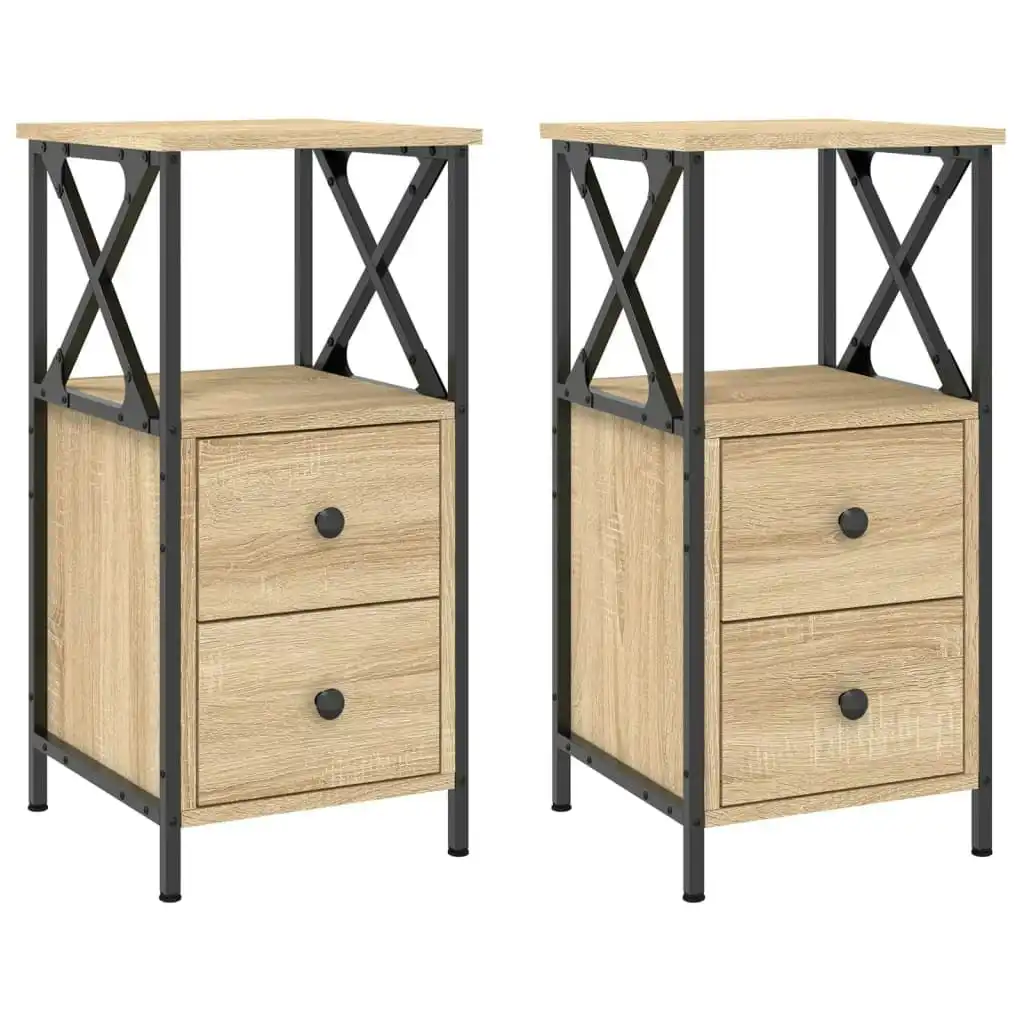 Bedside Cabinets 2 pcs Sonoma Oak 34x35.5x70 cm Engineered Wood 825946