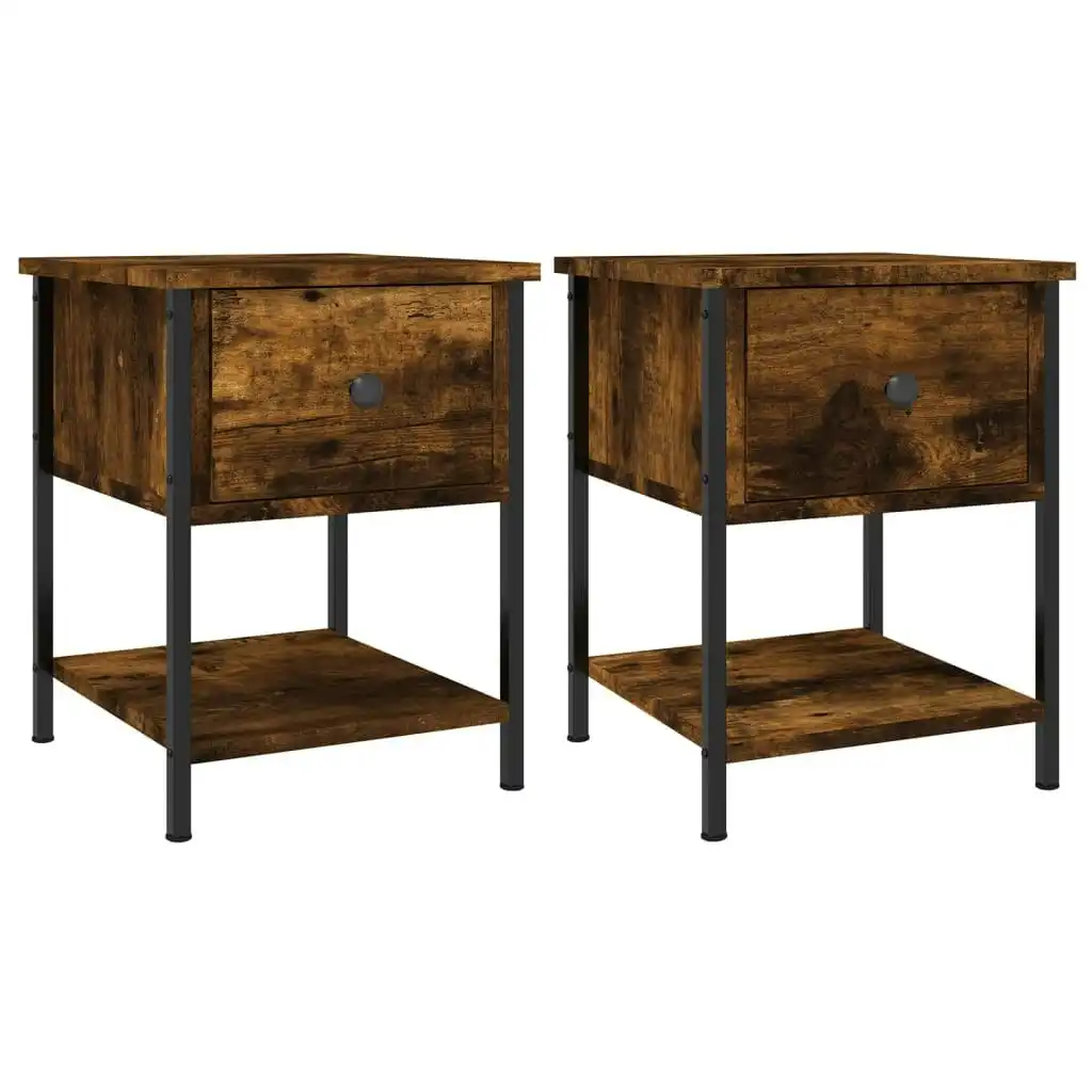 Bedside Tables 2 pcs Smoked Oak 34x35.5x45 cm Engineered Wood 825858