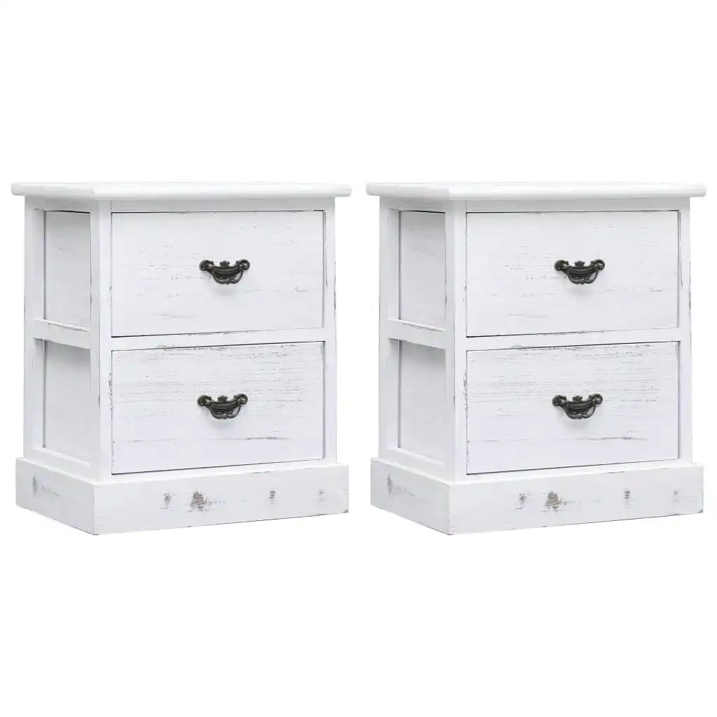 Bedside Cabinets 2 pcs White 38x28x45 cm Paulownia Wood 284061