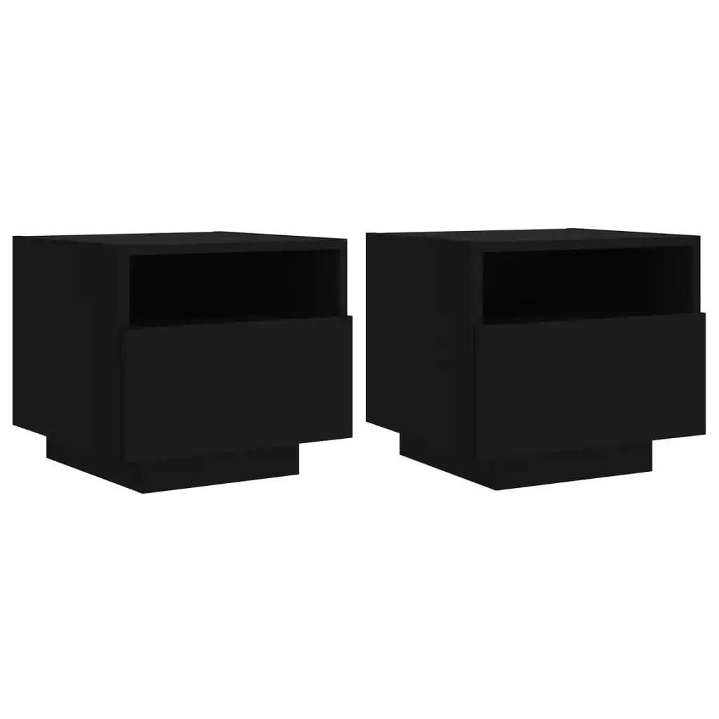 Bedside Cabinets with LED Lights 2 pcs Black 40x39x37 cm 836801