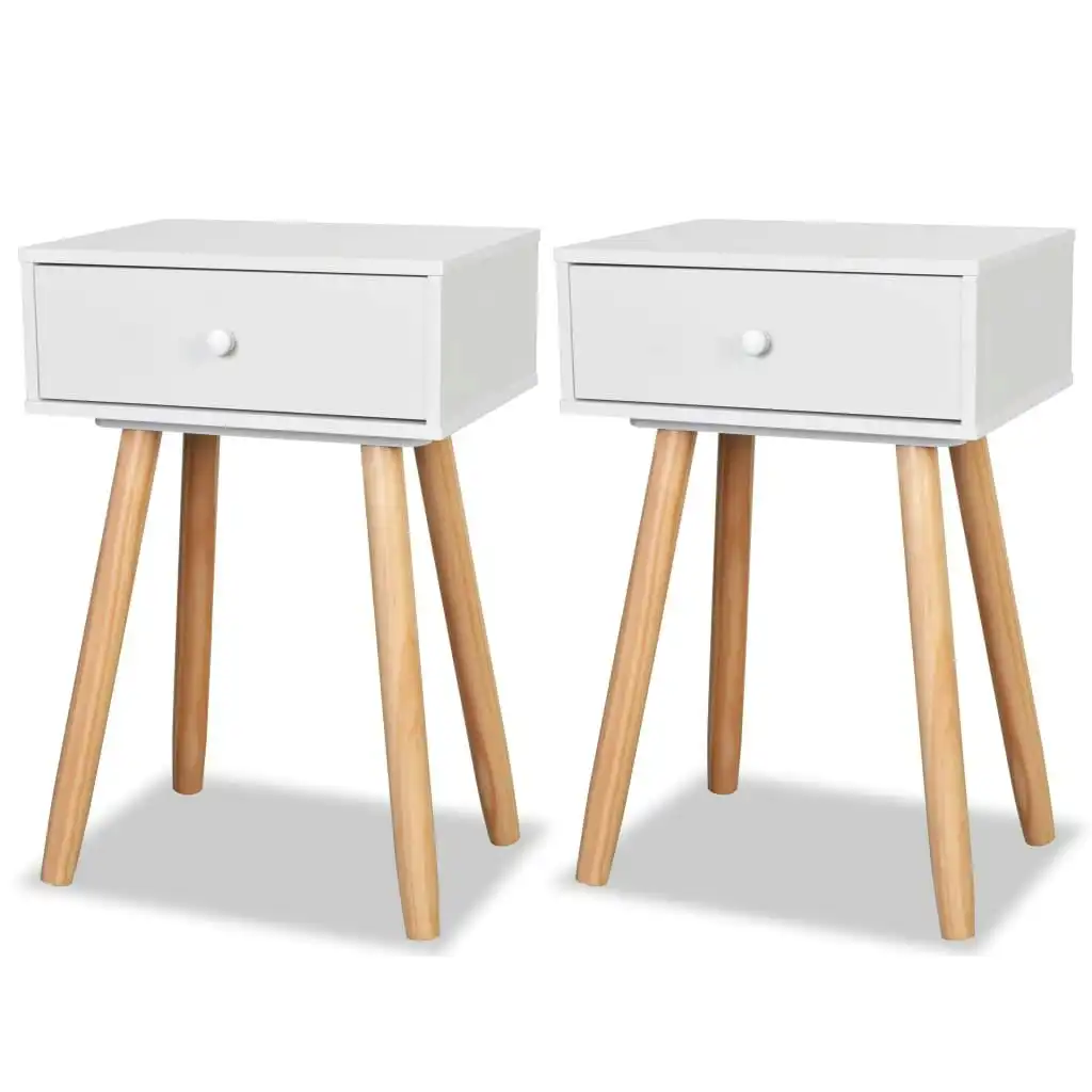 Bedside Tables 2 pcs Solid Pinewood 40x30x61 cm White 244740