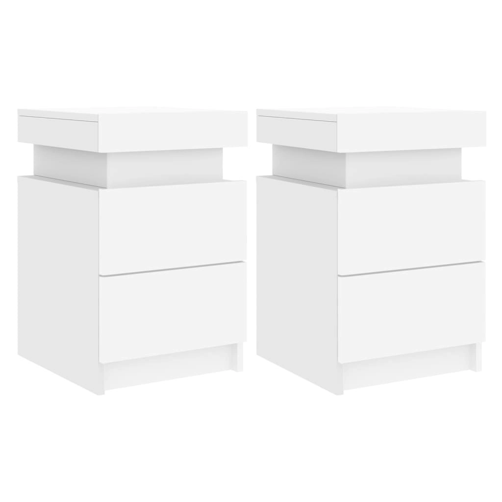 Bedside Cabinets with LED Lights 2 pcs White 35x39x55 cm 836750