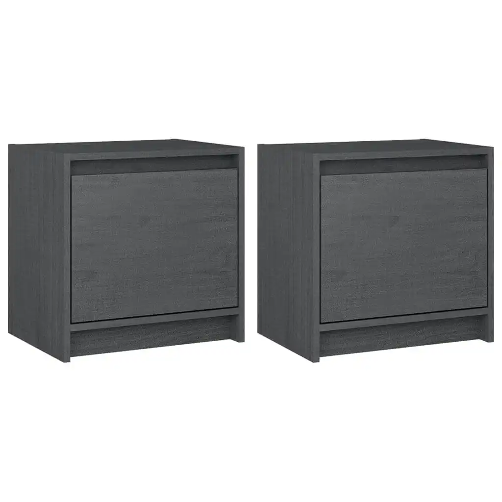 Bedside Cabinets 2 pcs Grey 40x30.5x40 cm Solid Pinewood 808118