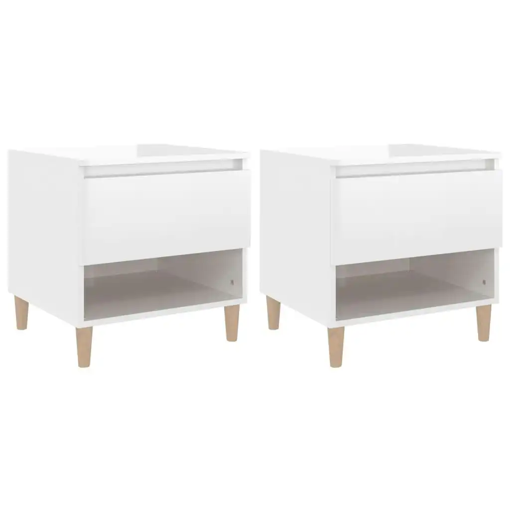 Bedside Tables 2 pcs High Gloss White 50x46x50 cm Engineered Wood 819537