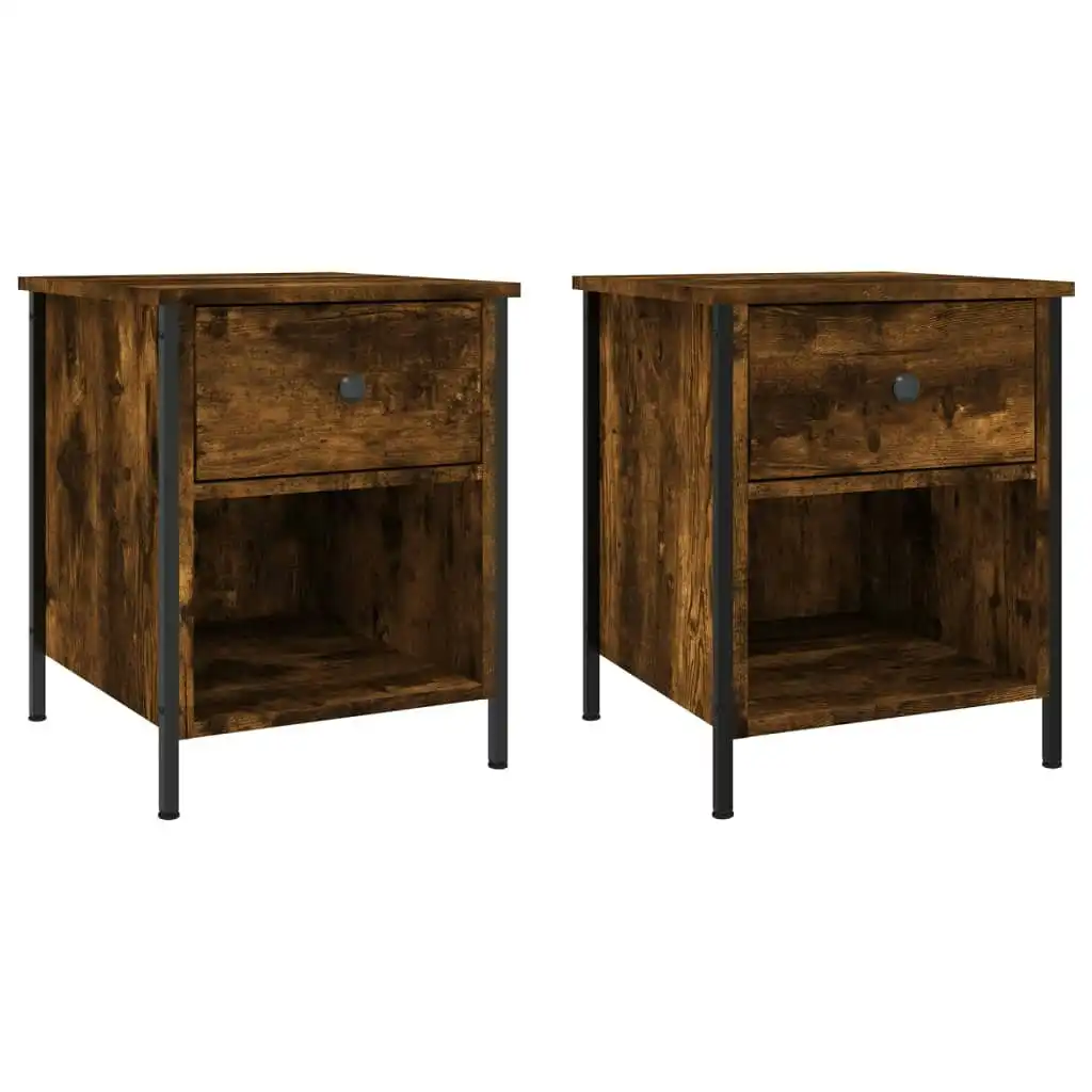 Bedside Cabinets 2 pcs Smoked Oak 40x42x50 cm Engineered Wood 825938