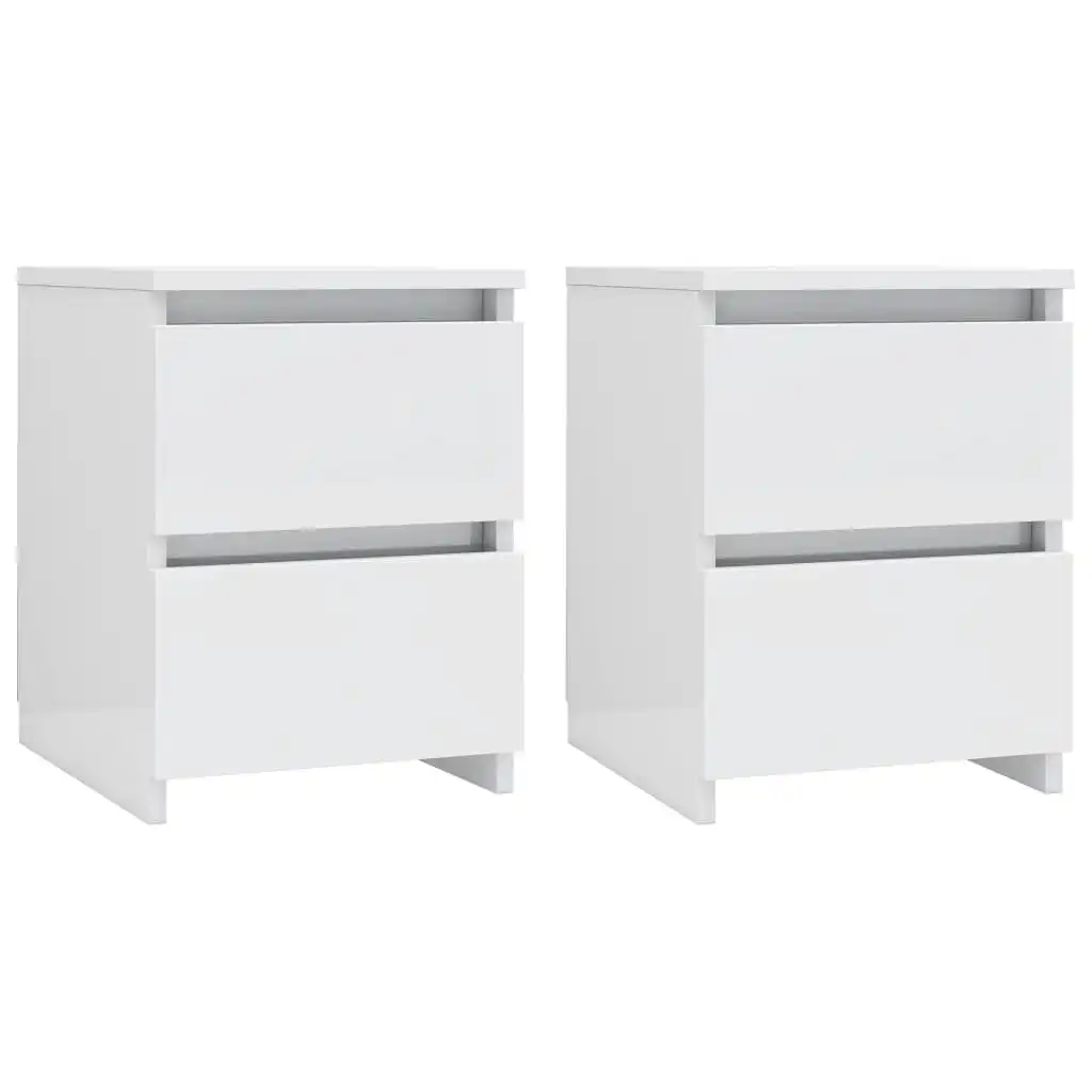 Bedside Cabinets 2 pcs High Gloss White 30x30x40 cm Engineered Wood 800526