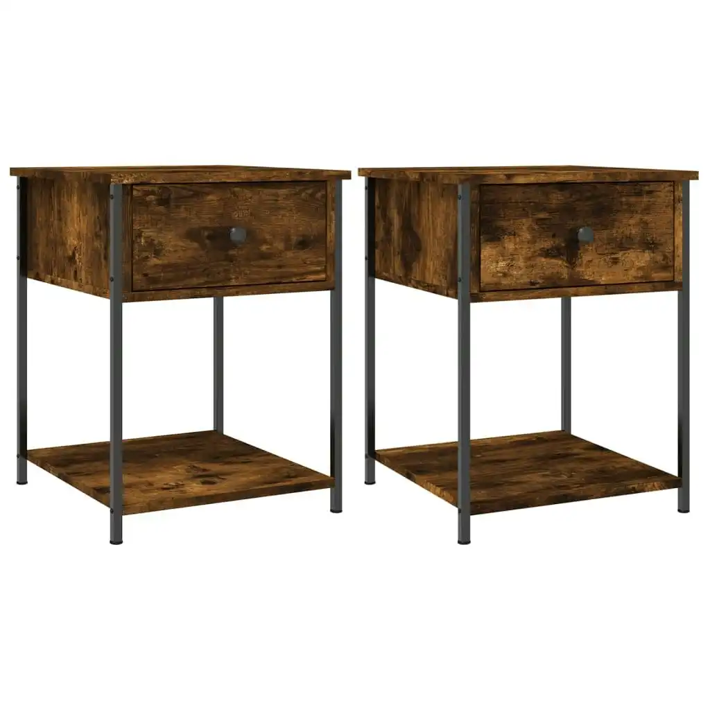 Bedside Tables 2 pcs Smoked Oak 44x45x58 cm Engineered Wood 825848