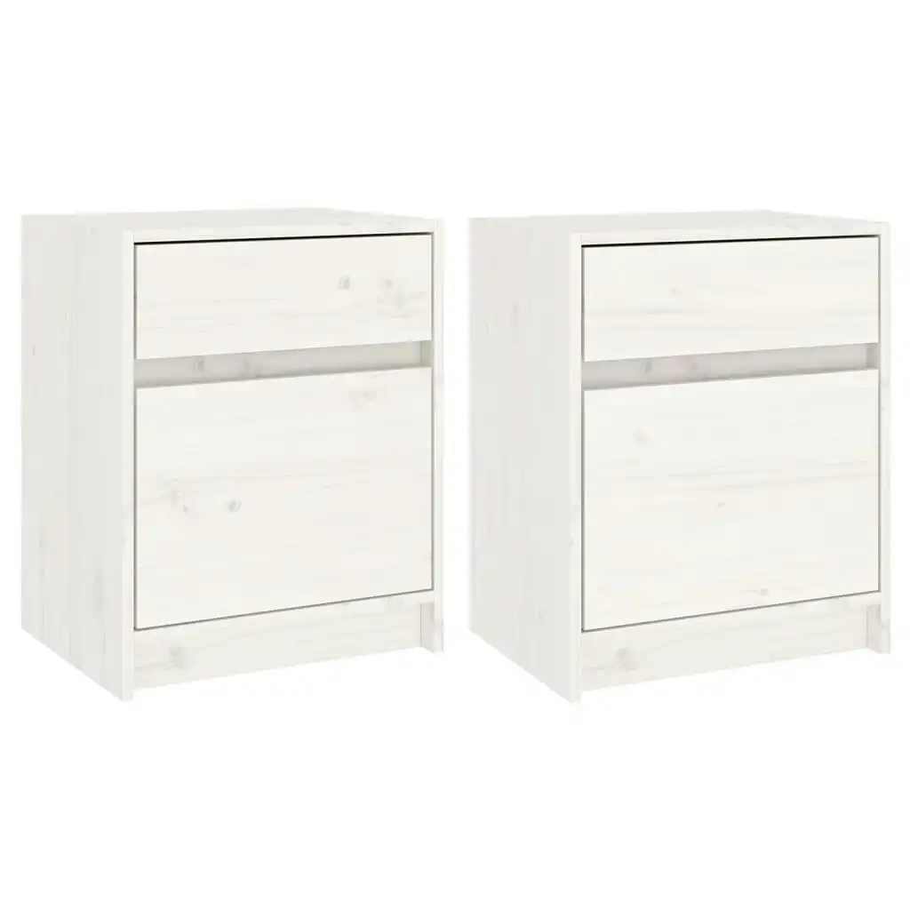 Bedside Cabinets 2 pcs White 40x31x50 cm Solid Pinewood 808126