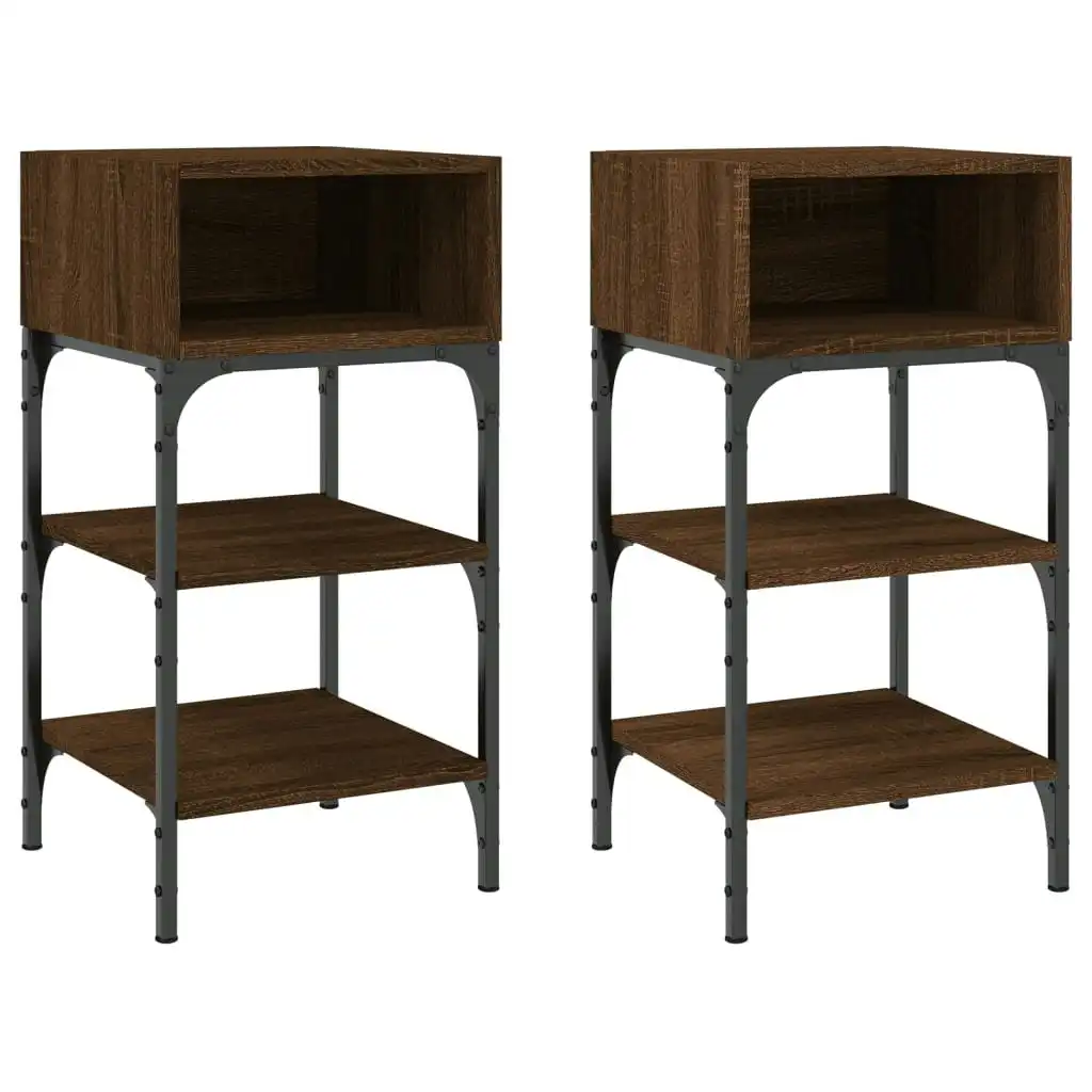 Bedside Tables 2 pcs Brown Oak 35x34.5x70 cm Engineered Wood 825892