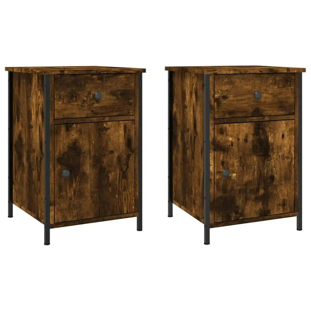 Bedside Cabinets 2 pcs Smoked Oak 40x42x60 cm Engineered Wood 825908