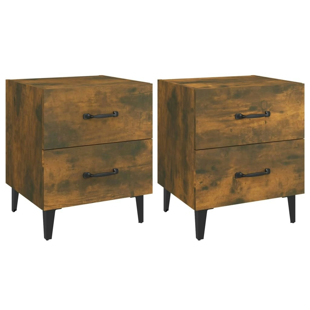 Bedside Cabinets 2 pcs Smoked Oak 40x35x47.5 cm 817292