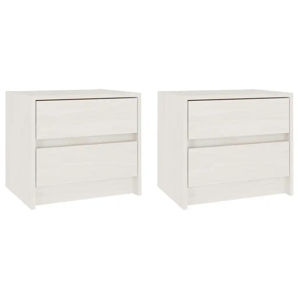 Bedside Cabinets 2 pcs White 40x30.5x35.5 cm Solid Pine Wood 808076