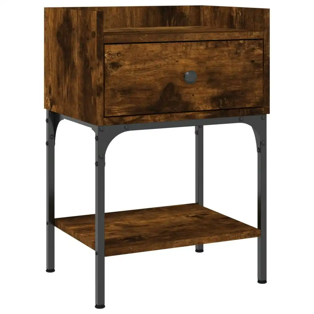 Bedside Table Smoked Oak 40.5x31x60 cm Engineered Wood 825897