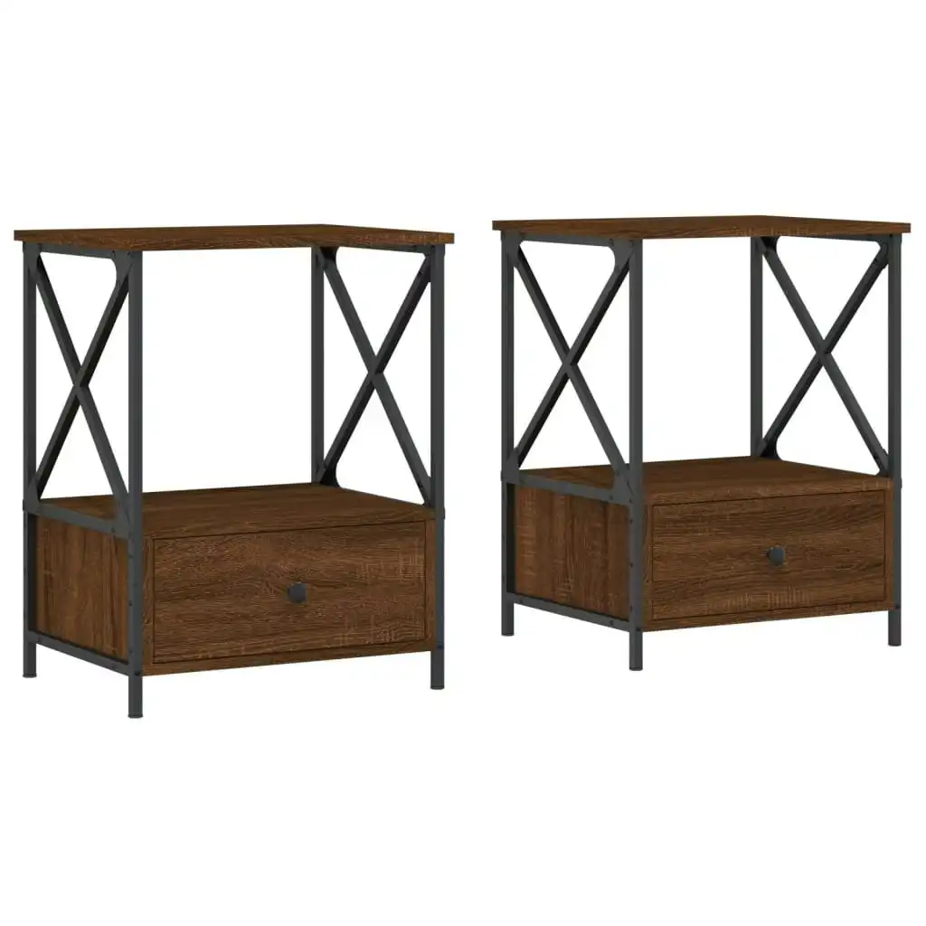 Bedside Tables 2 pcs Brown Oak 50x41x65 cm Engineered Wood 826092