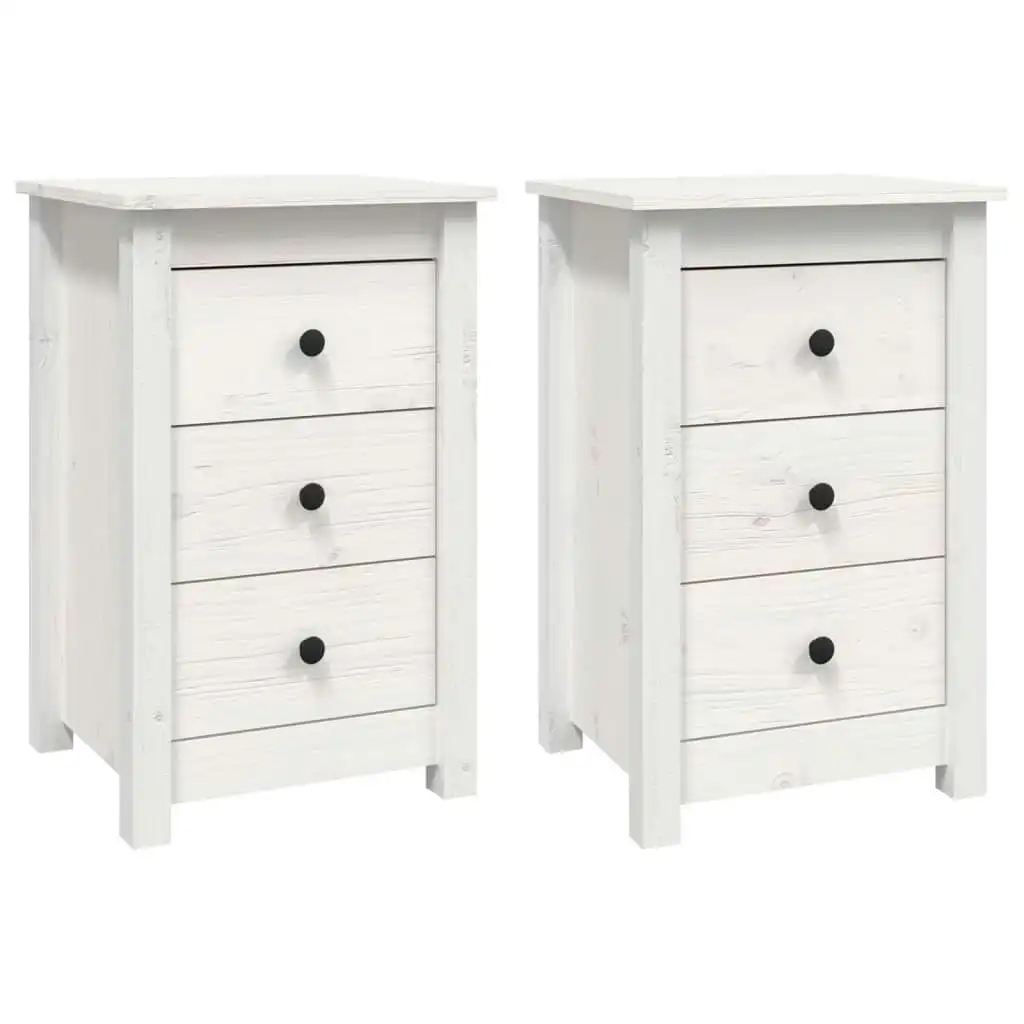 Bedside Cabinets 2 pcs White 40x35x61.5 cm Solid Wood Pine 813702