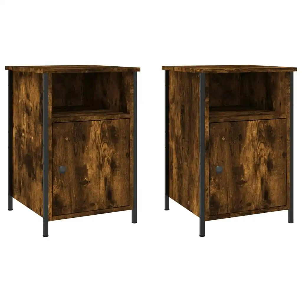 Bedside Cabinets 2 pcs Smoked Oak 40x42x60 cm Engineered Wood 825918