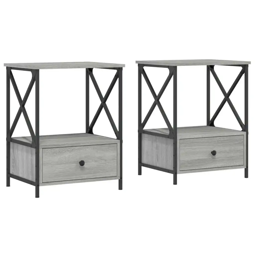 Bedside Tables 2 pcs Grey Sonoma 50x41x65 cm Engineered Wood 826090