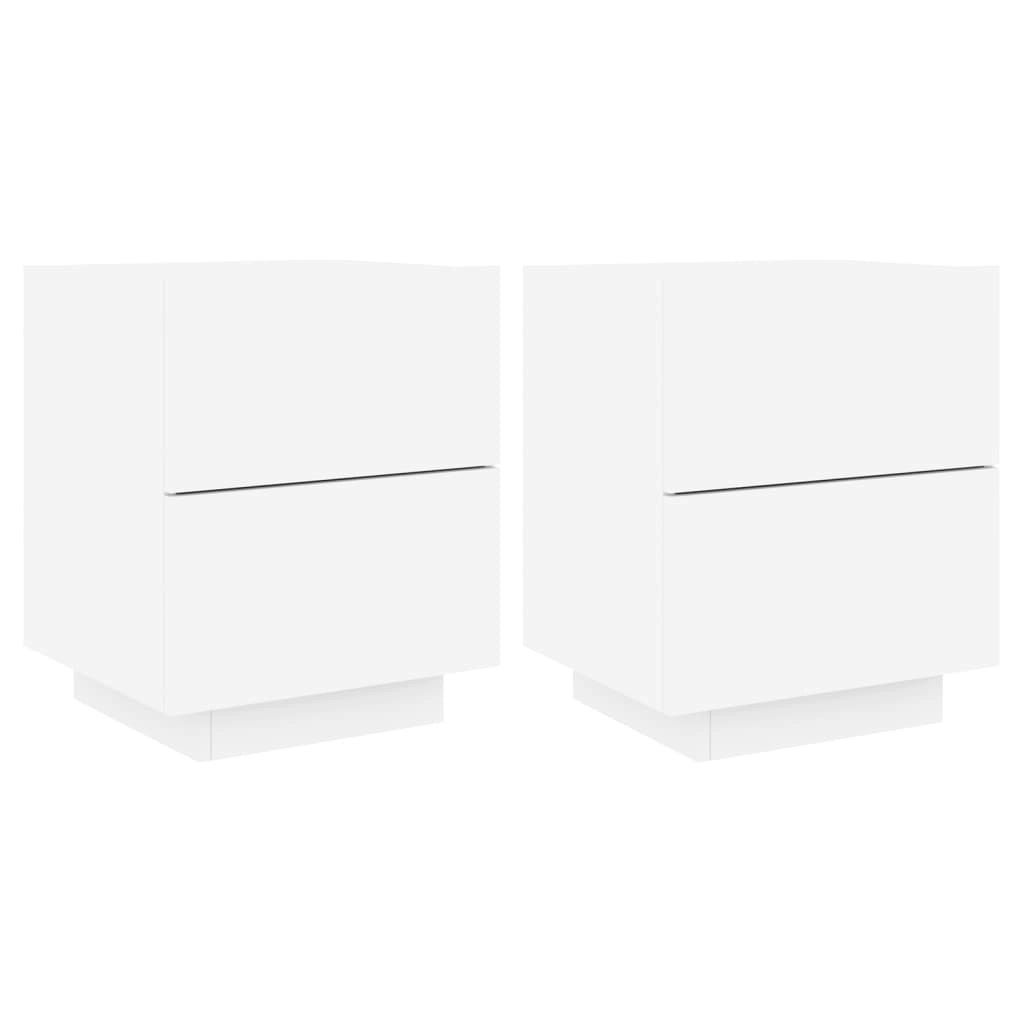 Bedside Cabinets with LED Lights 2 pcs White Engineered Wood 836736