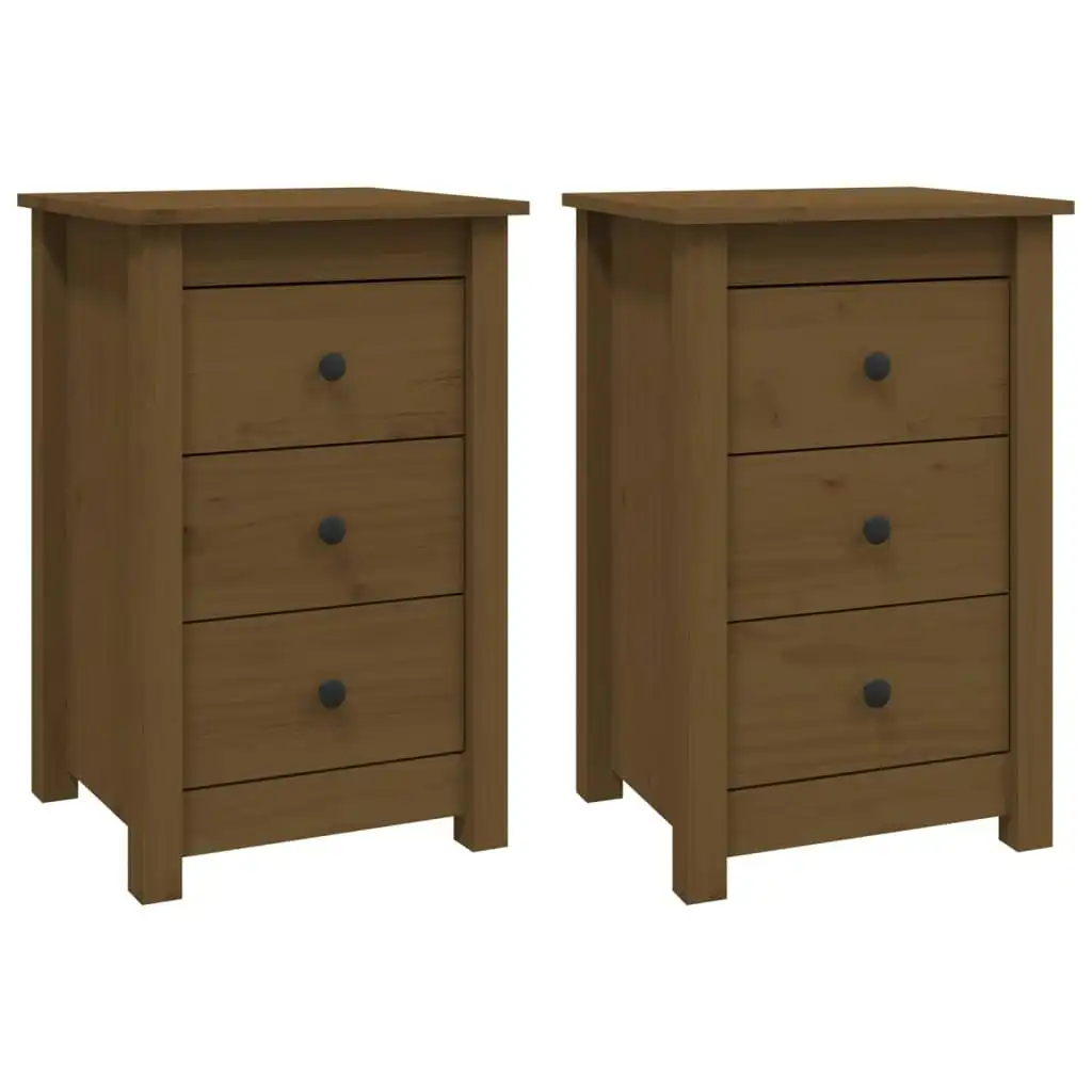 Bedside Cabinets 2 pcs Honey Brown 40x35x61.5 cm Solid Wood Pine 813706