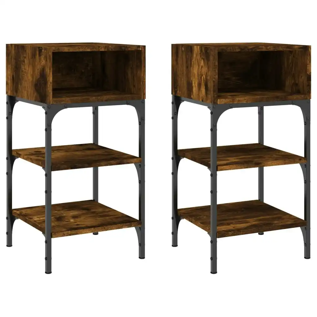 Bedside Tables 2 pcs Smoked Oak 35x34.5x70 cm Engineered Wood 825888