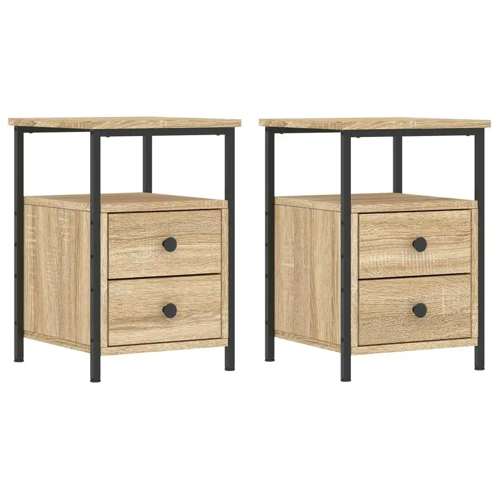 Bedside Cabinets 2 pcs Sonoma Oak 34x35.5x50 cm Engineered Wood 826016