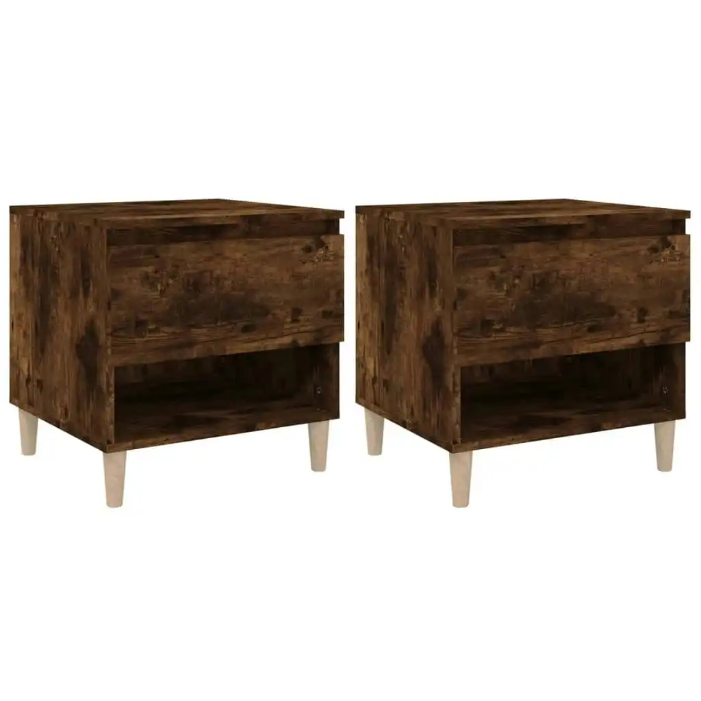 Bedside Tables 2 pcs Smoked Oak 50x46x50 cm Engineered Wood 819543