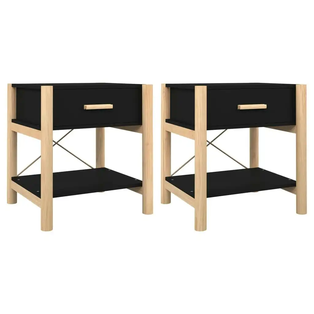 Bedside Tables 2pcs Black 42x38x45 cm Engineered Wood 345657