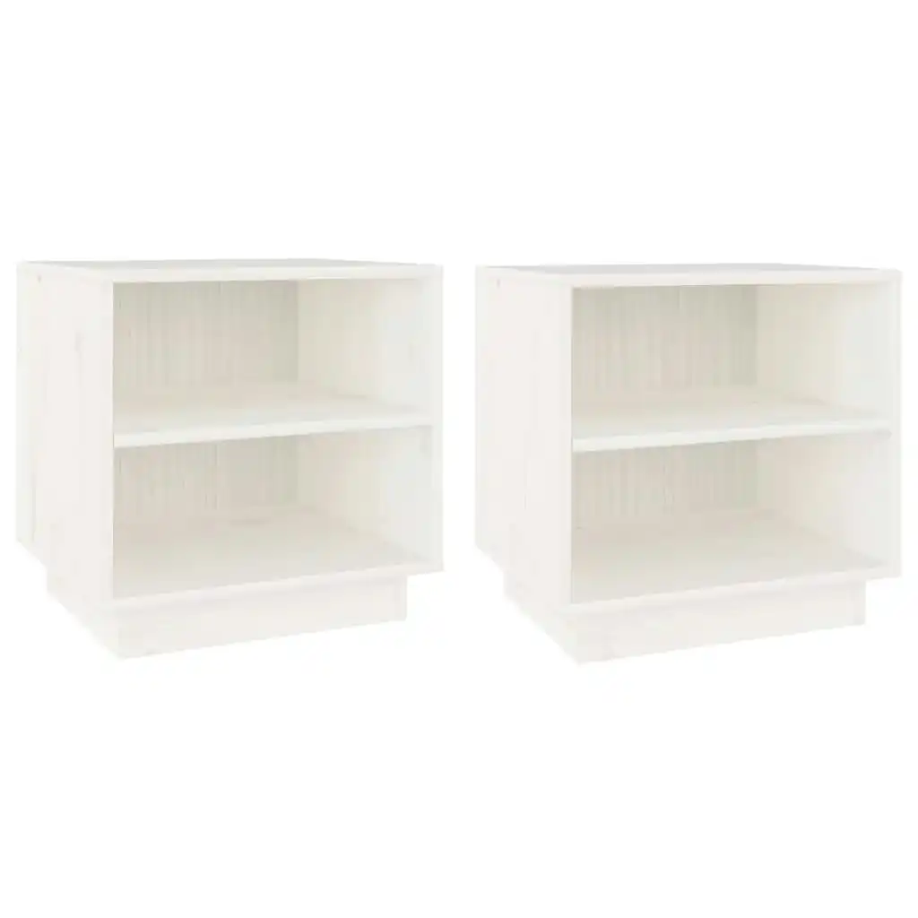 Bedside Cabinets 2 pcs White 40x34x40 cm Solid Wood Pine 813328