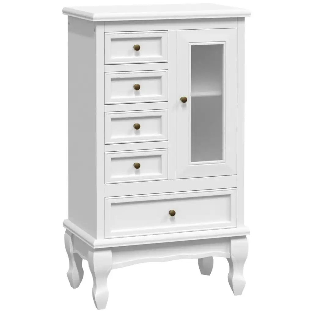 Cabinet with 5 Drawers 2 Shelves White 241150