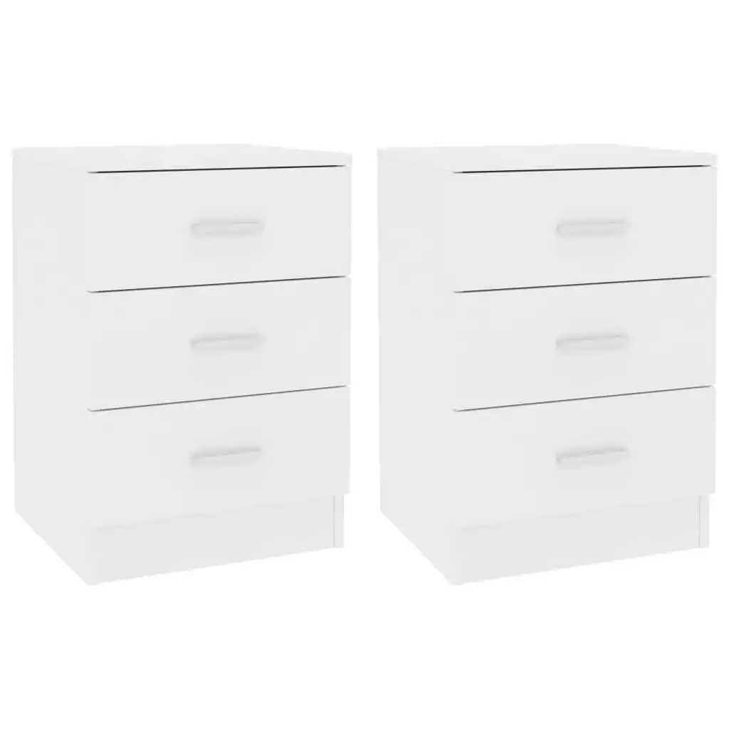 Bedside Cabinets 2 pcs White 38x35x56 cm Engineered Wood 800451