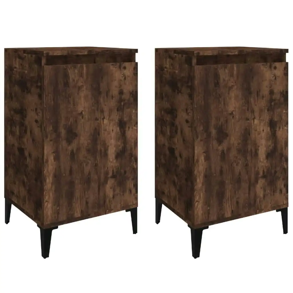 Bedside Cabinets 2 pcs Smoked Oak 40x35x70 cm Engineered Wood 819655