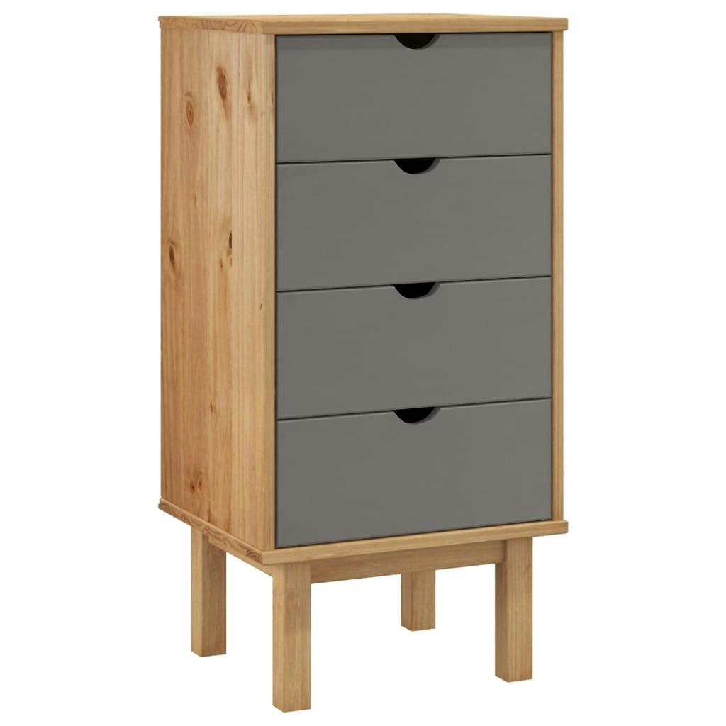 Drawer Cabinet OTTA Brown&Grey 45x39x90cm Solid Wood Pine 348580