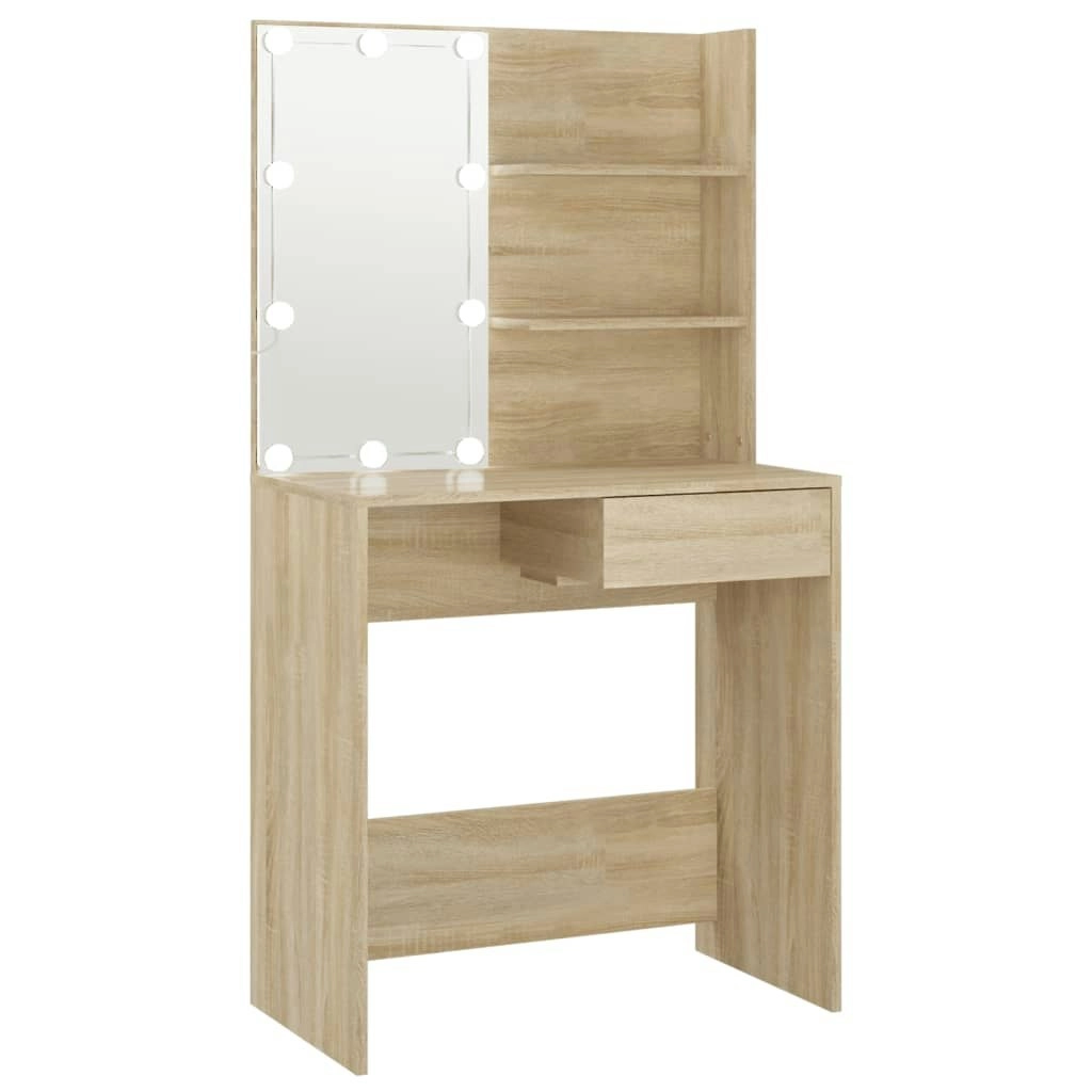 Dressing Table with LED Sonoma Oak 74.5x40x141 cm Engineered Wood 808804