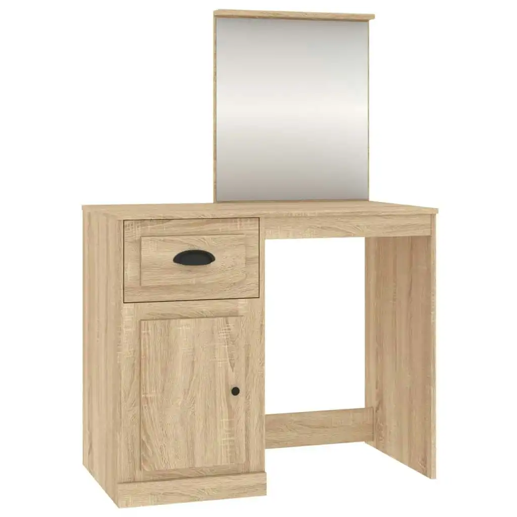 Dressing Table with Mirror Sonoma Oak 90x50x132.5 cm Engineered Wood 816763