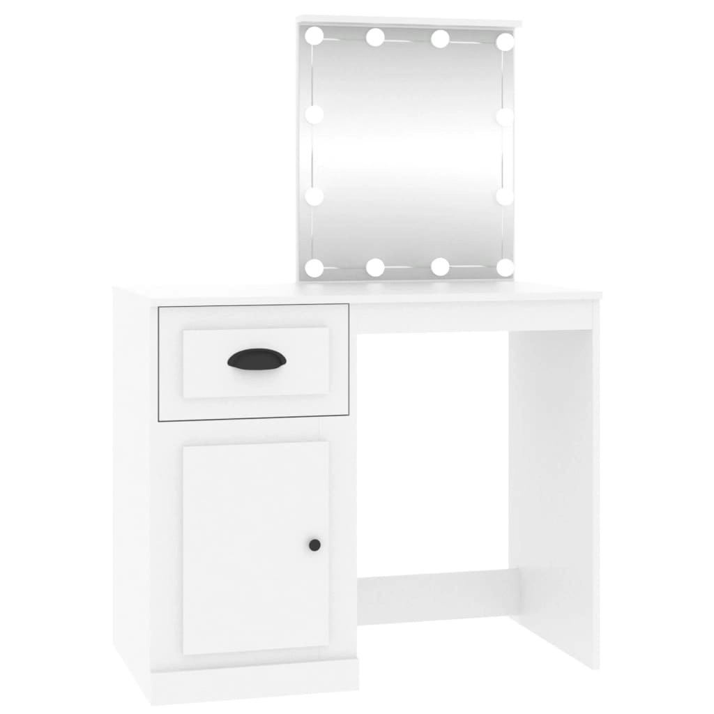 Dressing Table with LED White 90x50x132.5 cm Engineered Wood 816768