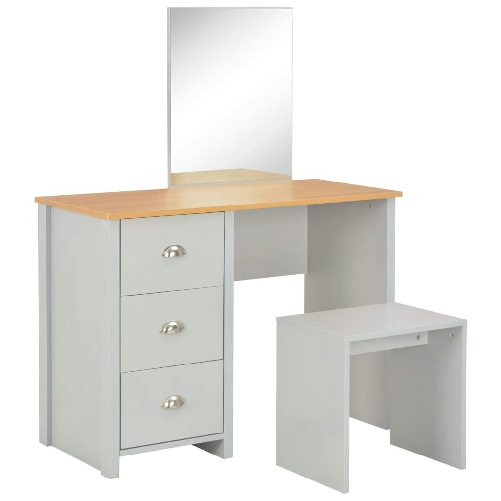 Dressing Table with Mirror and Stool Grey 104x45x131 cm 283744