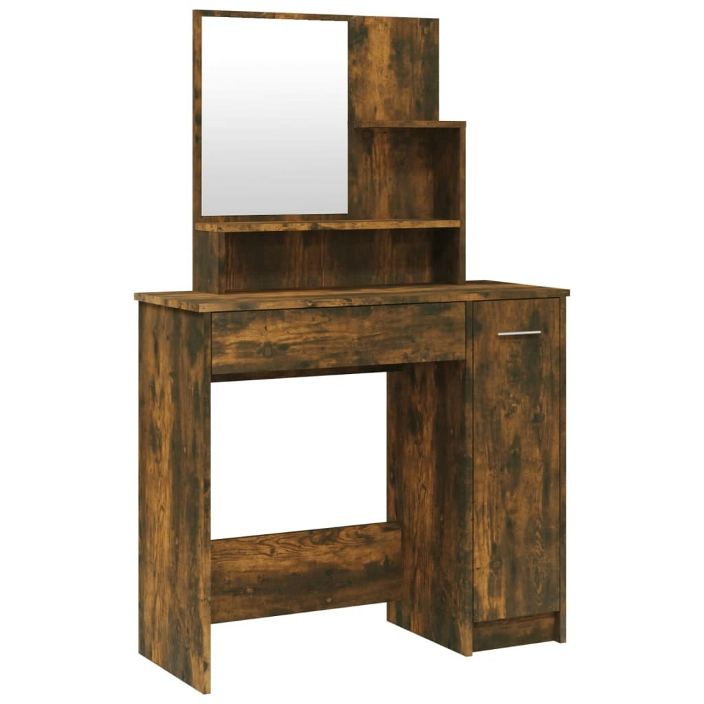 Dressing Table with Mirror Smoked Oak 86.5x35x136 cm 820493