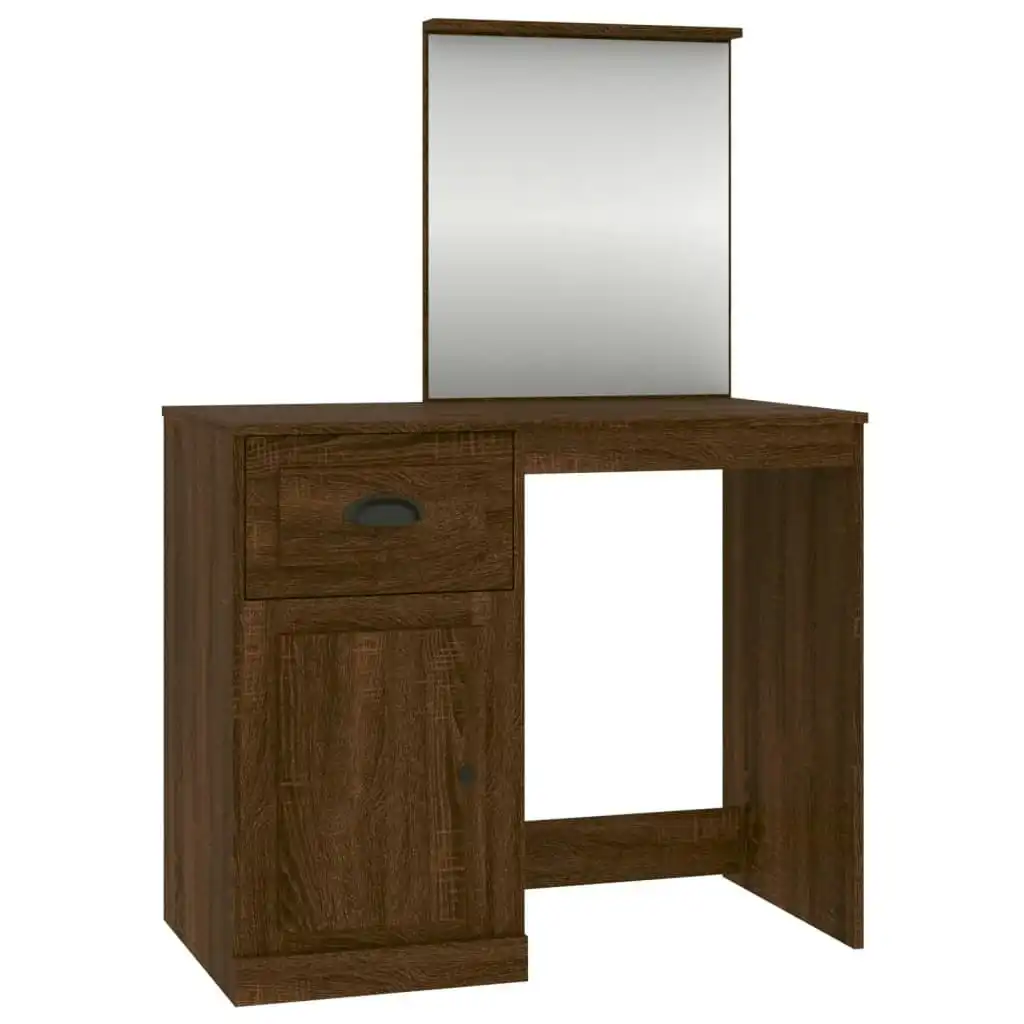 Dressing Table with Mirror Brown Oak 90x50x132.5 cm Engineered Wood 816767