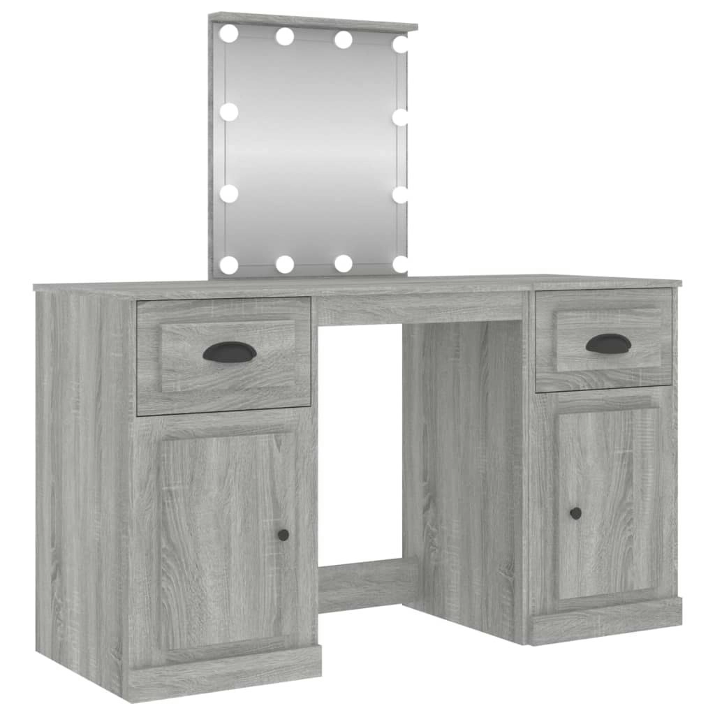 Dressing Table with LED Grey Sonoma 130x50x132.5 cm 3185349