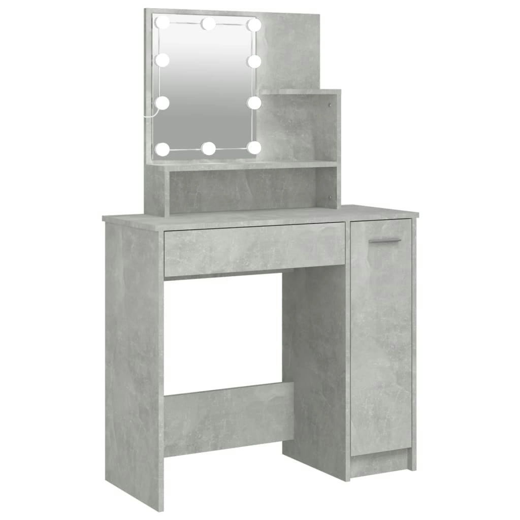 Dressing Table with LED Concrete Grey 86.5x35x136 cm 808814