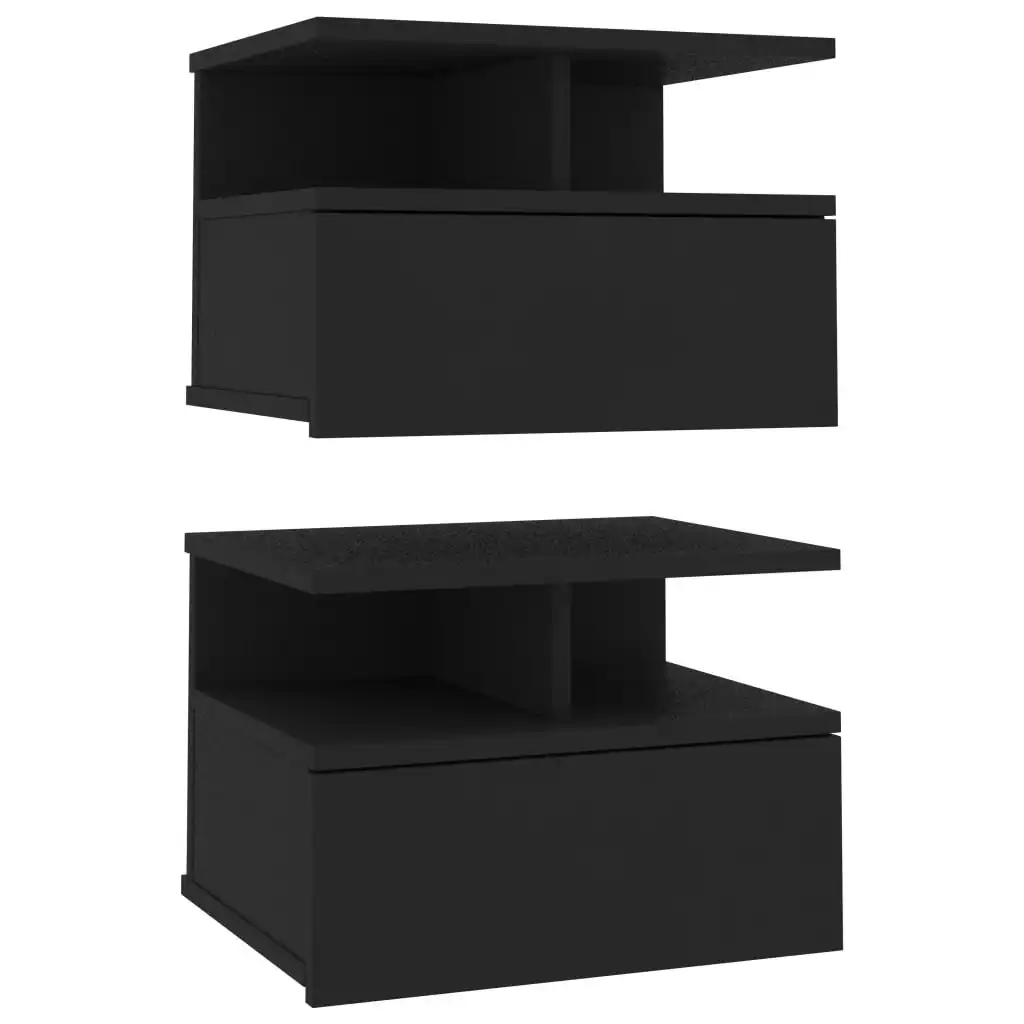 Floating Nightstands 2 pcs Black 40x31x27 cm Engineered Wood 800408