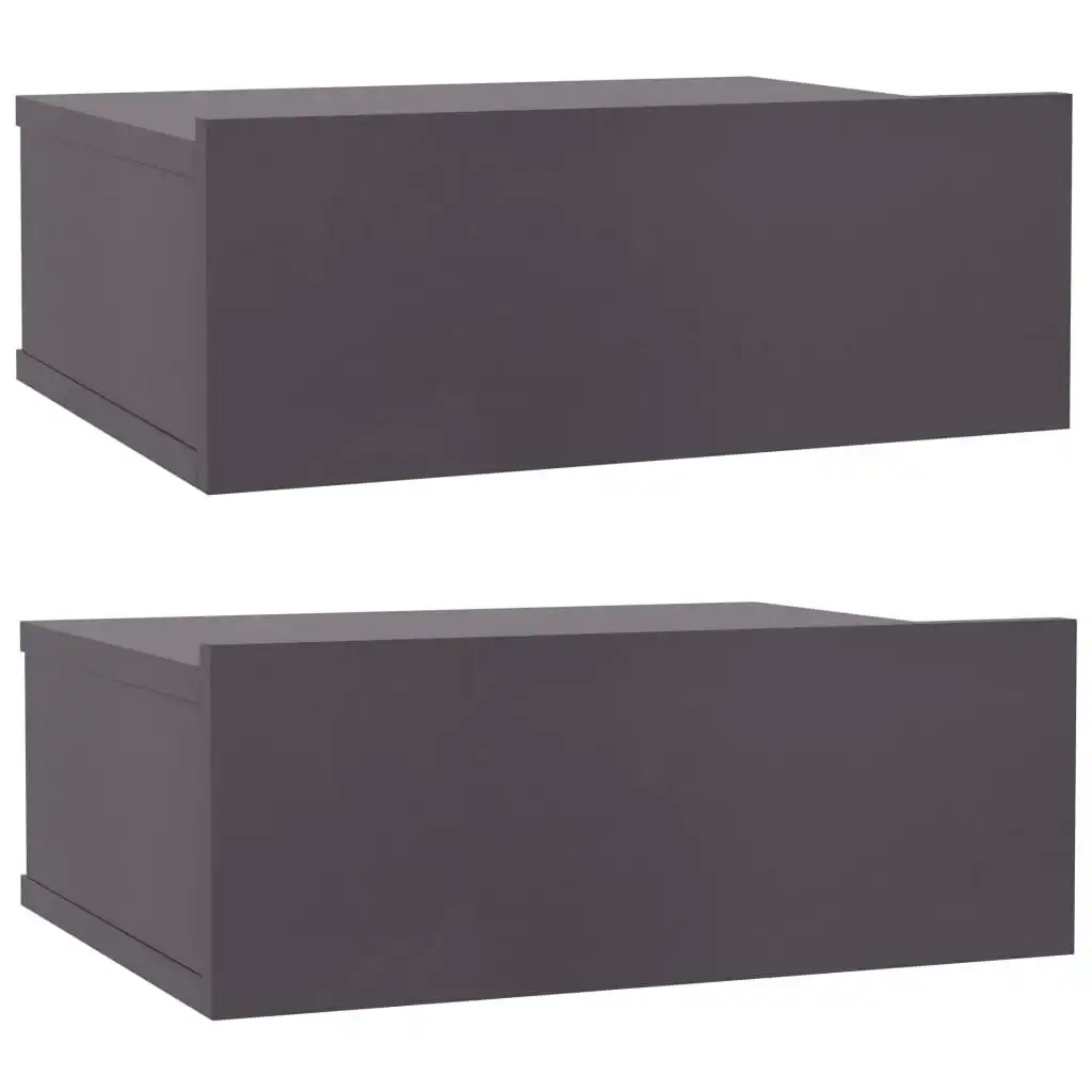 Floating Nightstands 2 pcs Grey 40x30x15 cm Engineered Wood 800311